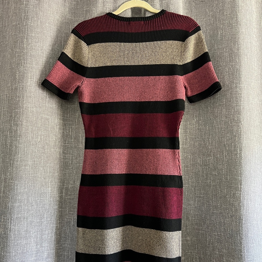 Cotton On short sleeve striped sweater dress, black, grey, pink, magenta - Large - Picture 5 of 12